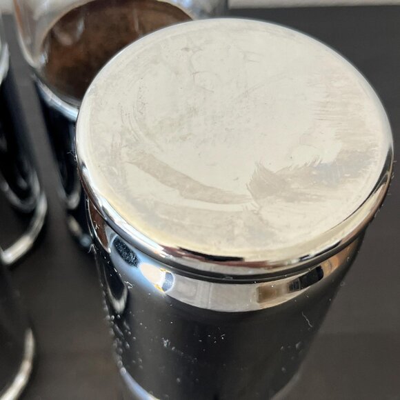 Vintage Hellerware Chrome Cork Glasses // Set of 4 MCM Atomic Chrome Tumblers - Picture 2 of 6